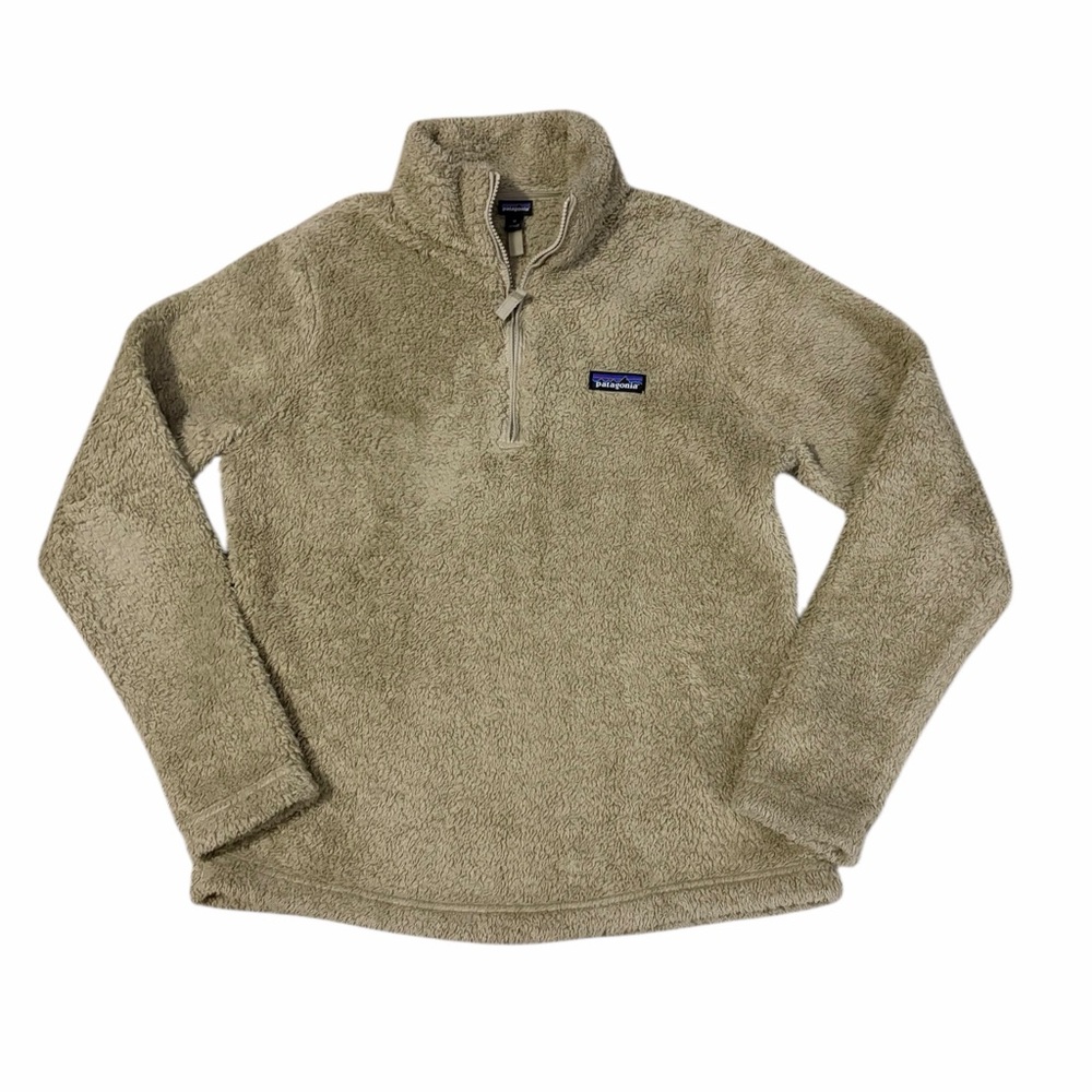 Patagonia Los Gatos Sherpa Quarter Zip Pullover Sweater Womens Medium Beige